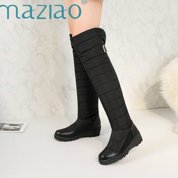 russia winter boots women warm knee high boots round toe down fur ladies fashion thigh snow shoes waterproof botas maziao, Black
russia winter boots women warm knee high boots round toe down fur ladies fashion thigh snow shoes waterproof botas maziao, Black