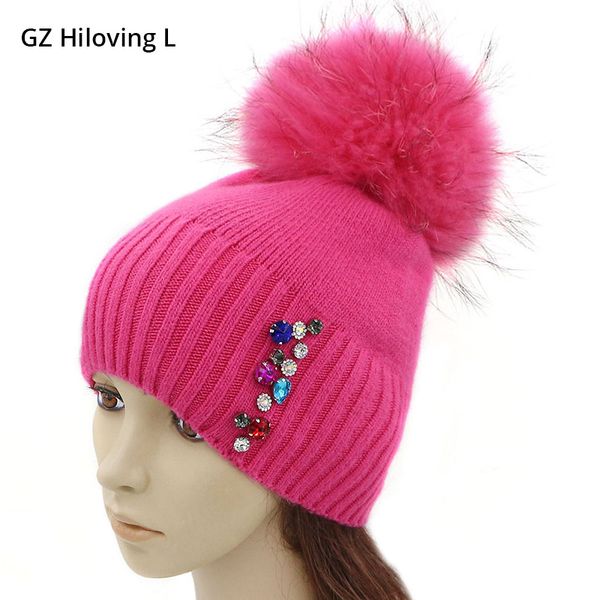gzhilovingl winter rhinestones women knitted hat real fur pompom cap hat soft wool lady girls winter cap skullies beanies gorro, Blue;gray
gzhilovingl winter rhinestones women knitted hat real fur pompom cap hat soft wool lady girls winter cap skullies beanies gorro, Blue;gray