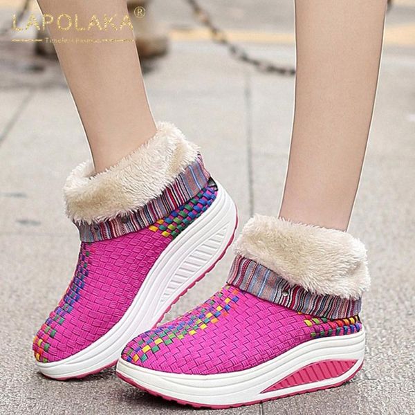 lapolaka 2020 new fashion slip-on add fur warm winter boots woman shoes wedge heels platform comfortable snow boots female, Black
lapolaka 2020 new fashion slip-on add fur warm winter boots woman shoes wedge heels platform comfortable snow boots female, Black