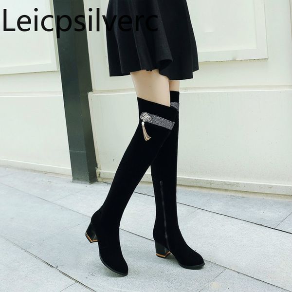 women's boots the new autumn and winter fashion round head zipper mid heel women's over the knee boots plus size 33-43 6cm high, Black
women's boots the new autumn and winter fashion round head zipper mid heel women's over the knee boots plus size 33-43 6cm high, Black