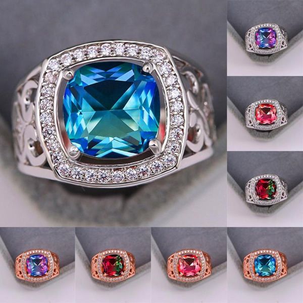 wedding rings luxury female crystal blue rainbow ring trendy silver color engagement for women cute square hollow, Slivery;golden
wedding rings luxury female crystal blue rainbow ring trendy silver color engagement for women cute square hollow, Slivery;golden