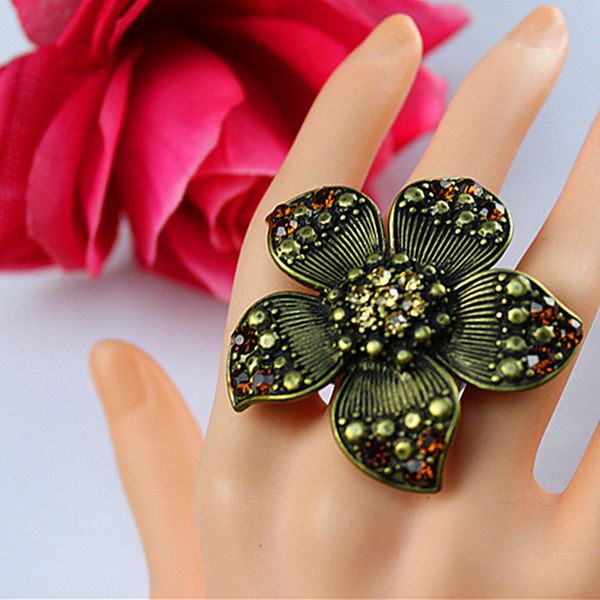 new the european and american fashion exaggerated golden flower ring colorful crystal semi-precious stones sets, Silver
new the european and american fashion exaggerated golden flower ring colorful crystal semi-precious stones sets, Silver
