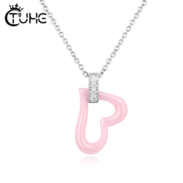 simple crystal cz heart pendant necklace healthy ceramic chain necklaces for women wedding jewelry gifts white pink never fade, Silver
simple crystal cz heart pendant necklace healthy ceramic chain necklaces for women wedding jewelry gifts white pink never fade, Silver