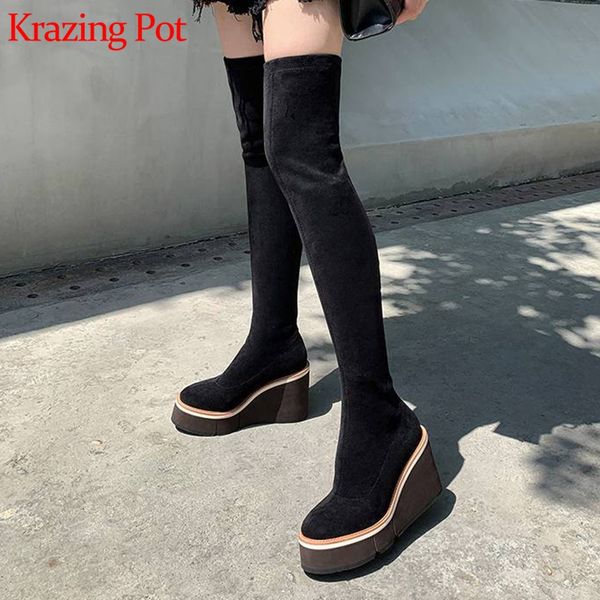 boots krazing pot flock round toe wedge waterproof preppy style stovepipe thick bottom extreme high heels over-the-knee l7f1, Black
boots krazing pot flock round toe wedge waterproof preppy style stovepipe thick bottom extreme high heels over-the-knee l7f1, Black