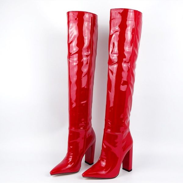 boots women patent leather thick high heels over-the-knee plue size 34-43 brand red pointed toe ladies shoes western, Black
boots women patent leather thick high heels over-the-knee plue size 34-43 brand red pointed toe ladies shoes western, Black