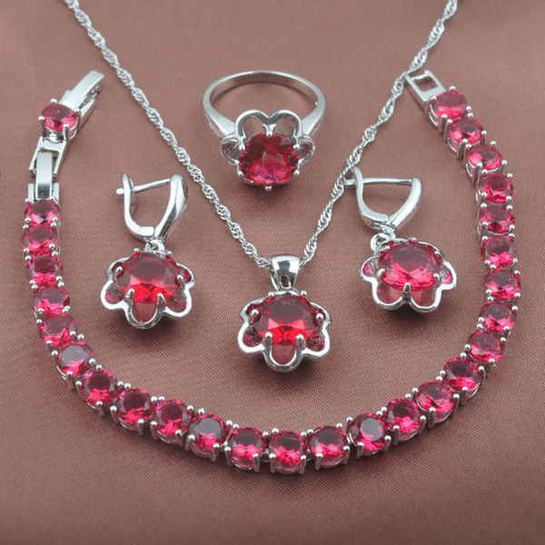 newst rose red women's silver color jewelry sets wedding gifts crystal bracelet necklace pendant earrings ring yz0130
newst rose red women's silver color jewelry sets wedding gifts crystal bracelet necklace pendant earrings ring yz0130