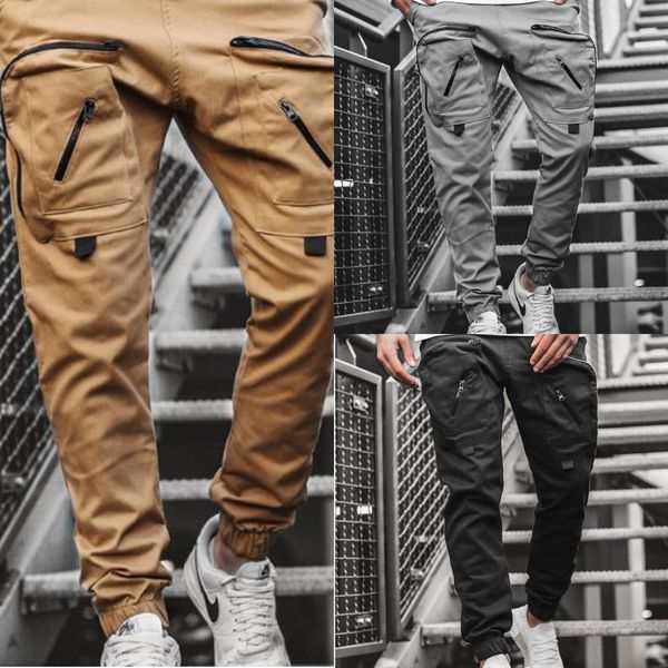 2020 new men's woven tooling pocket quick-drying trousers 2020 new men's woven tooling casual pants casual pants pocket quick-dryi, Blue