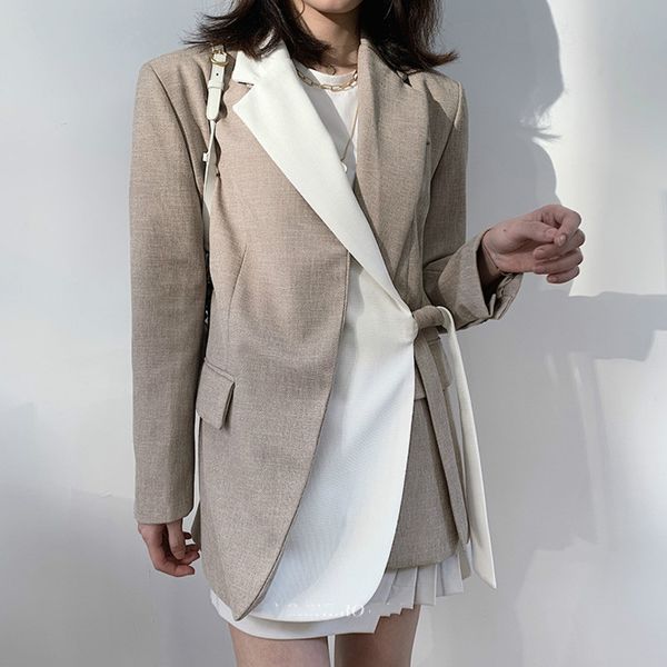women's suits & blazers 2021 spring sweet notched neck women suit jacket korea contrast lace design ladies office coat loose female, White;black
women's suits & blazers 2021 spring sweet notched neck women suit jacket korea contrast lace design ladies office coat loose female, White;black