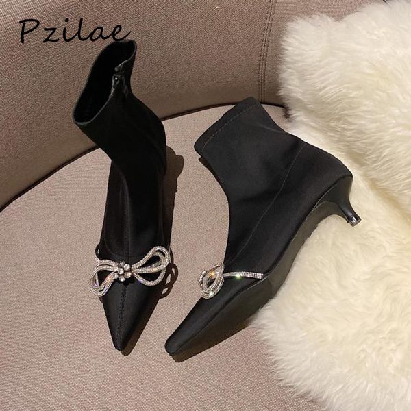 pzilae new fashion ankle boots women low heels stretch socks boots autumn new bowtie string bead pointed toe zipper shoes, Black
pzilae new fashion ankle boots women low heels stretch socks boots autumn new bowtie string bead pointed toe zipper shoes, Black