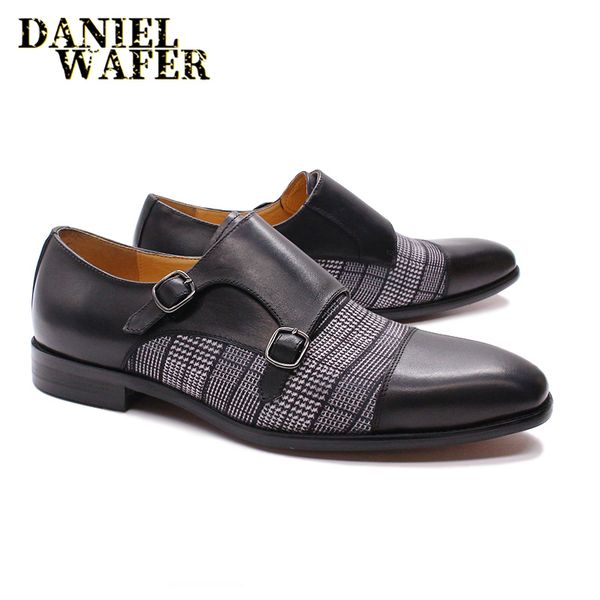 luxury men's loafers patchwork plaids cloth double monk strap slip on cap toe brown black for men casual dress leather shoes men
luxury men's loafers patchwork plaids cloth double monk strap slip on cap toe brown black for men casual dress leather shoes men