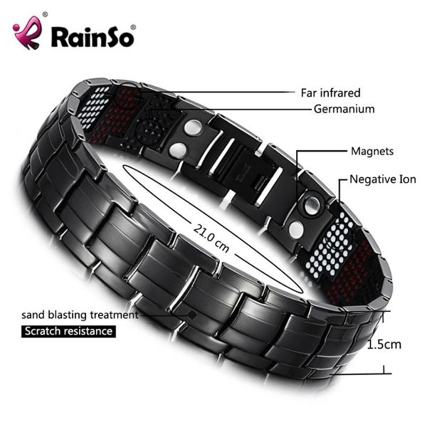rainso male bracelet health germanium bracelet charm black titanium magnetic therapy bangles unique wristband men jewelry 1316
rainso male bracelet health germanium bracelet charm black titanium magnetic therapy bangles unique wristband men jewelry 1316