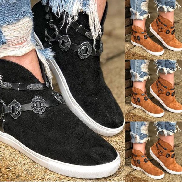 women's ladies ankle boots fashion casual button flat heel date sneakers autumn women footwear short shoes zapatos de mujer #40, Black
women's ladies ankle boots fashion casual button flat heel date sneakers autumn women footwear short shoes zapatos de mujer #40, Black