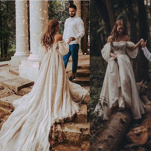 new bohemia beach boho a line wedding dresses off shoulder short sleeves tulle country ball gown zipper back formal bridal gowns, White
new bohemia beach boho a line wedding dresses off shoulder short sleeves tulle country ball gown zipper back formal bridal gowns, White