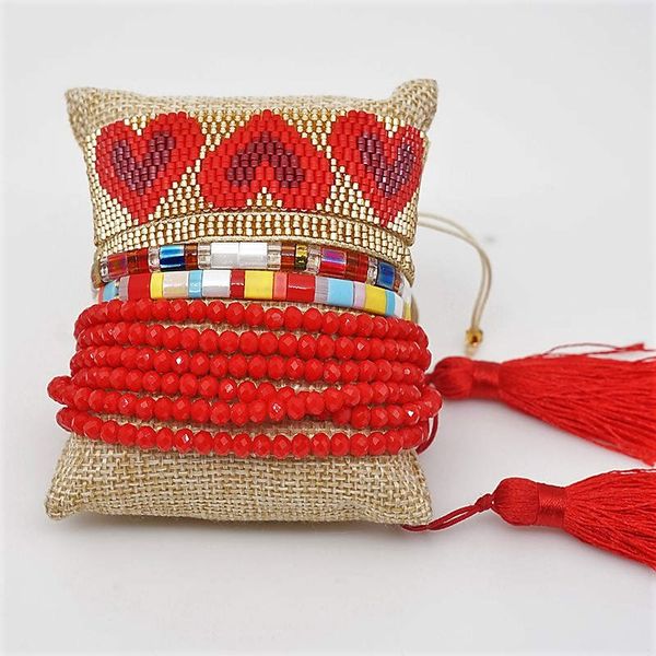 charm bracelets rttooas miyuki heart set women red crystal tassel bead bracelet pulseras mujer mode 2021 fashion jewelry, Golden;silver
charm bracelets rttooas miyuki heart set women red crystal tassel bead bracelet pulseras mujer mode 2021 fashion jewelry, Golden;silver