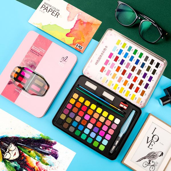 63 pcs professional solid watercolor paint set 48 colors art set with paint brush watercolor painting pigment art supplies
63 pcs professional solid watercolor paint set 48 colors art set with paint brush watercolor painting pigment art supplies