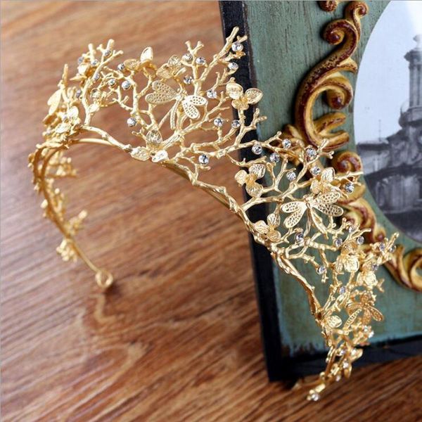 vintage baroque wedding bridal hair accessories dragonfly women gold crown headbands, Golden;white 
vintage baroque wedding bridal hair accessories dragonfly women gold crown headbands, Golden;white