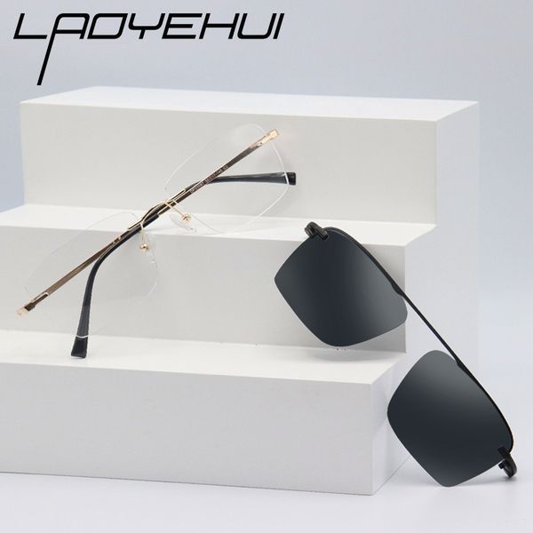 square rectangular light metal frameless eyeglasses frames man customizable diopters 2 in 1 magnet polarized clip on glasses, Black
square rectangular light metal frameless eyeglasses frames man customizable diopters 2 in 1 magnet polarized clip on glasses, Black