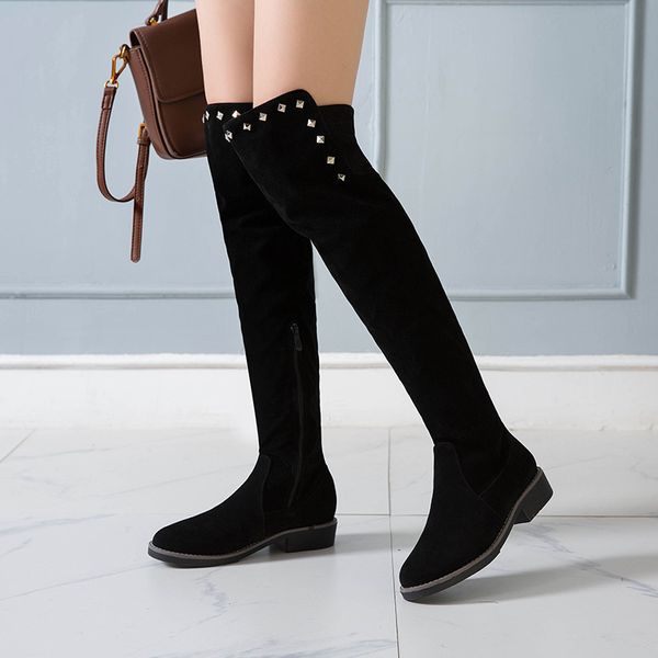 brand women's shoes rivets winter boots lady thigh high heels high round toe zipper booties ladies fashion 2020, Black
brand women's shoes rivets winter boots lady thigh high heels high round toe zipper booties ladies fashion 2020, Black