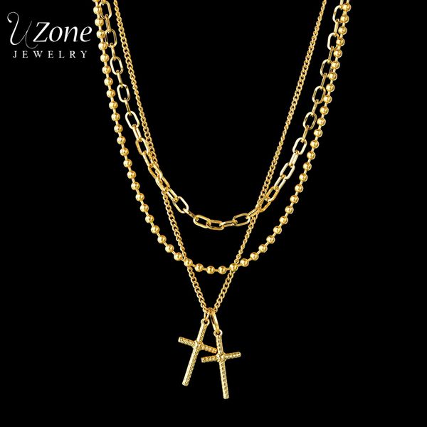 uzone vintage gold double crosses pendant necklace stainless steel multi-layer chain necklaces for women men party gift jewelry, Silver
uzone vintage gold double crosses pendant necklace stainless steel multi-layer chain necklaces for women men party gift jewelry, Silver