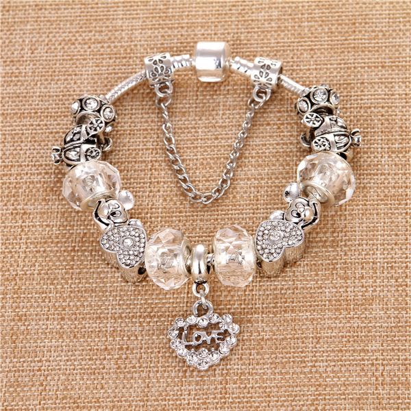 charm bracelets 2021 the love pendant loving heart white crystal/glass beads cute elegant charms pand & bangles for women gift, Golden;silver
charm bracelets 2021 the love pendant loving heart white crystal/glass beads cute elegant charms pand & bangles for women gift, Golden;silver