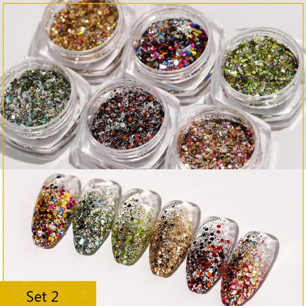 nail glitter 1set colorful shine flakes mixed shape chunky sequins 10designs-6pot/set rainbow paillette accessories#10, Silver;gold
nail glitter 1set colorful shine flakes mixed shape chunky sequins 10designs-6pot/set rainbow paillette accessories#10, Silver;gold