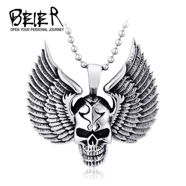 pendant necklaces beier wholesale stainless steel skull necklace for man punk wing jewelry good detail choker bp8-138, Silver
pendant necklaces beier wholesale stainless steel skull necklace for man punk wing jewelry good detail choker bp8-138, Silver