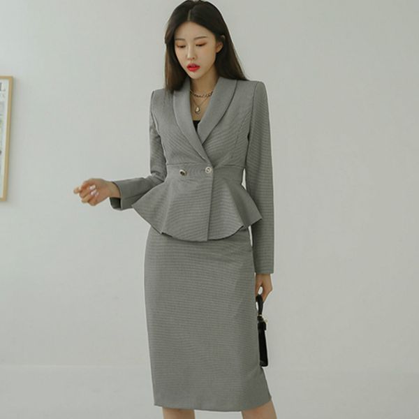 2020 autumn korea notched double breasted peplum blazer coat pencil bodycon midi skirt office suits 2 piece dress, White
2020 autumn korea notched double breasted peplum blazer coat pencil bodycon midi skirt office suits 2 piece dress, White