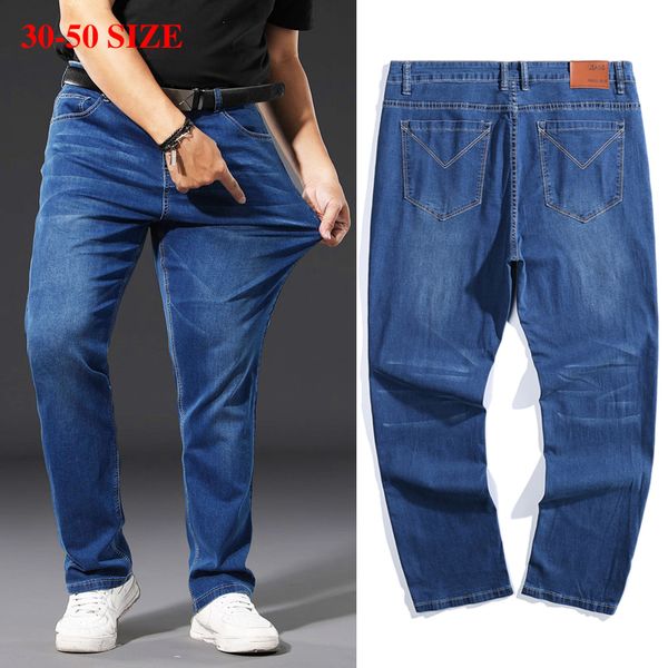 men's jeans plus size 42 44 46 48 50 fat men classic loose straight denim pants mid waist elasticity business casual brand trousers, Blue
men's jeans plus size 42 44 46 48 50 fat men classic loose straight denim pants mid waist elasticity business casual brand trousers, Blue