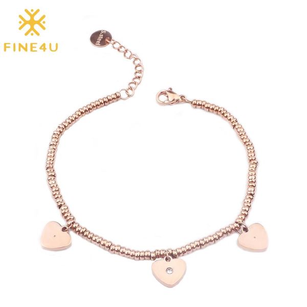 fine4u b135 adjustable rose gold color beads bracelets stainless steel heart charm bracelet for women girl friendship gifts, Golden;silver
fine4u b135 adjustable rose gold color beads bracelets stainless steel heart charm bracelet for women girl friendship gifts, Golden;silver
