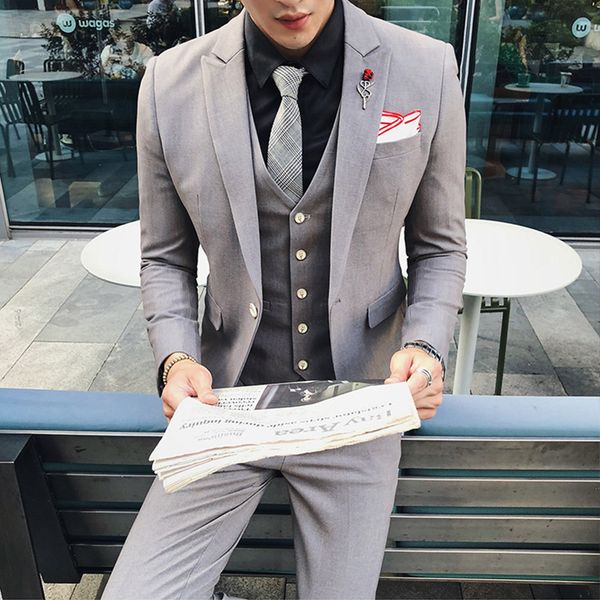 men's suits & blazers asian size fshion solid color slim fit male 3 piece wedding dress men business casual prom dinner wear tuxedo, White;black
men's suits & blazers asian size fshion solid color slim fit male 3 piece wedding dress men business casual prom dinner wear tuxedo, White;black