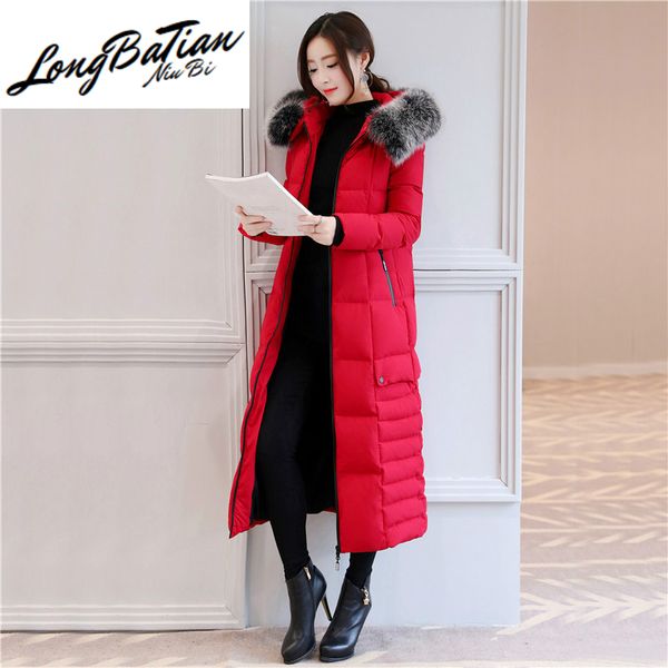 women's down & parkas coat female winter fashion thick jacket + real fur collar red slim long warm duck donw jackets 19120, Black
women's down & parkas coat female winter fashion thick jacket + real fur collar red slim long warm duck donw jackets 19120, Black
