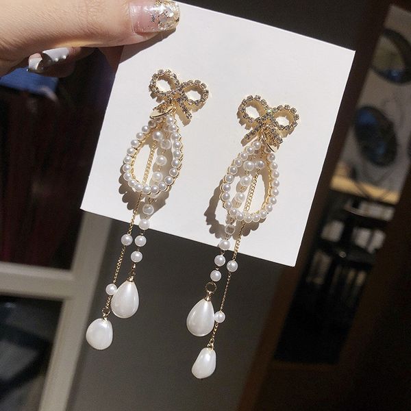 dominated 2020 exaggerated style crystal bowknot women drop earrings long pearl tassel joker fine earring jewelry, Silver
dominated 2020 exaggerated style crystal bowknot women drop earrings long pearl tassel joker fine earring jewelry, Silver