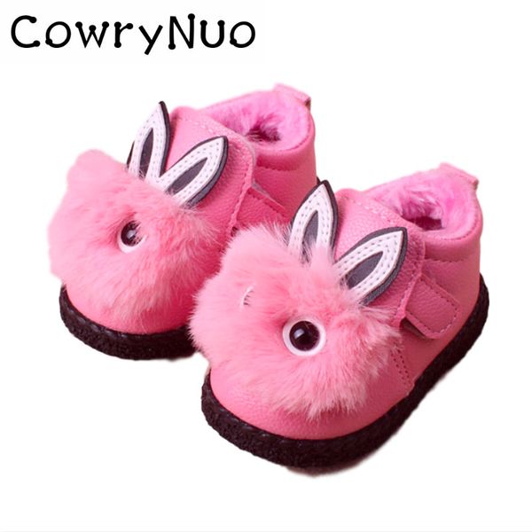 insole 11.5-15cm winter infant shoes toddlers baby snow fur boots cotton shoes, Black