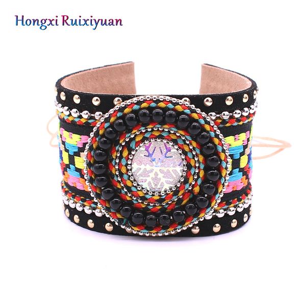 leather bohemian handmade ornaments snowflake color embroidered pattern bracelet & bangles gypsy leather friendship bracelet, Black
leather bohemian handmade ornaments snowflake color embroidered pattern bracelet & bangles gypsy leather friendship bracelet, Black