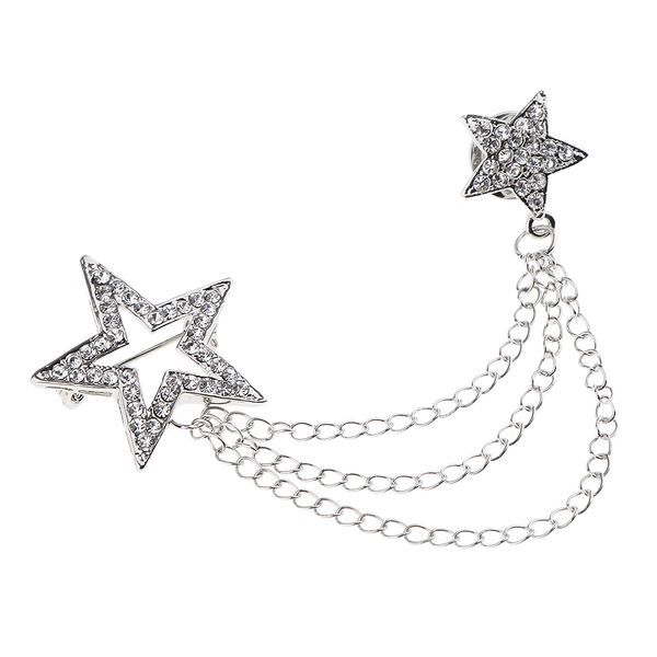 mens alloy crystal rhinestone pendagram corsage tassel chian brooch pin gift, Gray
mens alloy crystal rhinestone pendagram corsage tassel chian brooch pin gift, Gray