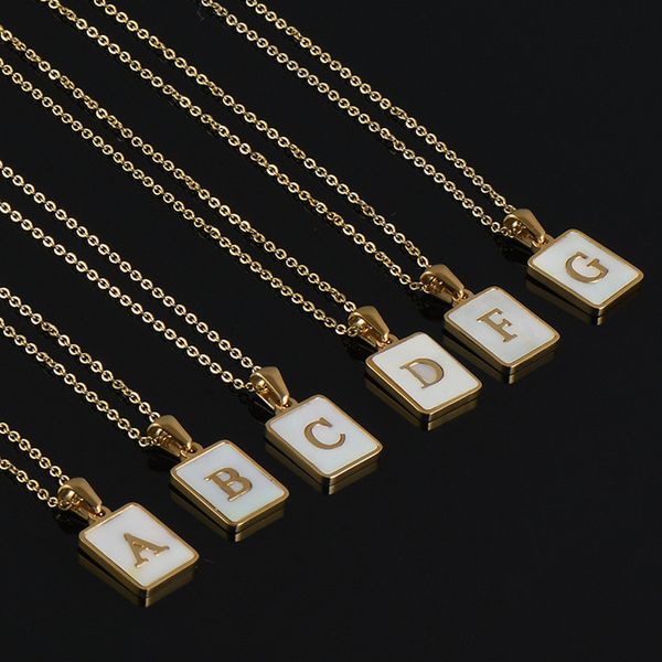 drop shipping new arrival stainless steel initials pendant necklace alphabet women 18k gold link chain square shell letter charm necklace, Silver
drop shipping new arrival stainless steel initials pendant necklace alphabet women 18k gold link chain square shell letter charm necklace, Silver