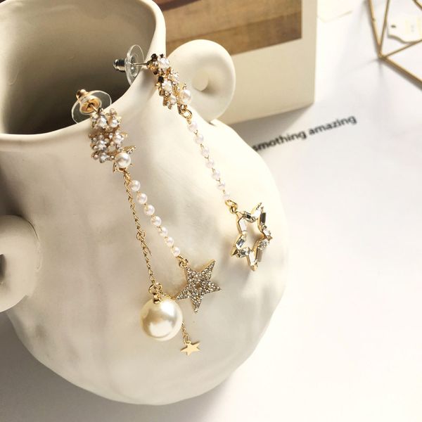 dangle & chandelier korean creative personality asymmetric star zircon earrings sweet pearl long temperament girl jewelry gift, Silver
dangle & chandelier korean creative personality asymmetric star zircon earrings sweet pearl long temperament girl jewelry gift, Silver
