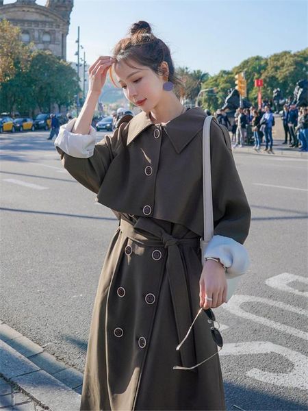 women's trench coats windbreaker jacket women fashion double breasted long coat 2021 spring korean loose draped solid color female oute, Tan;black
women's trench coats windbreaker jacket women fashion double breasted long coat 2021 spring korean loose draped solid color female oute, Tan;black