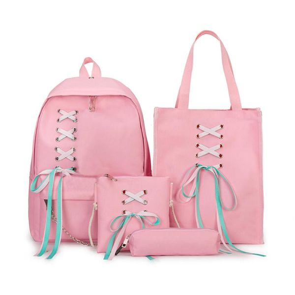 4pcs/set women backpack set female student bag bow tie canvas bag girl backpack shoulder purse travel mochila feminina
4pcs/set women backpack set female student bag bow tie canvas bag girl backpack shoulder purse travel mochila feminina
