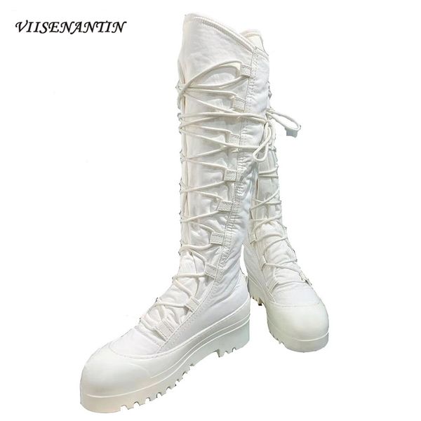 winter cold-resistant waterproof snow boots knee high strappy boots casual flat platform shoes feminine designer long, Black
winter cold-resistant waterproof snow boots knee high strappy boots casual flat platform shoes feminine designer long, Black