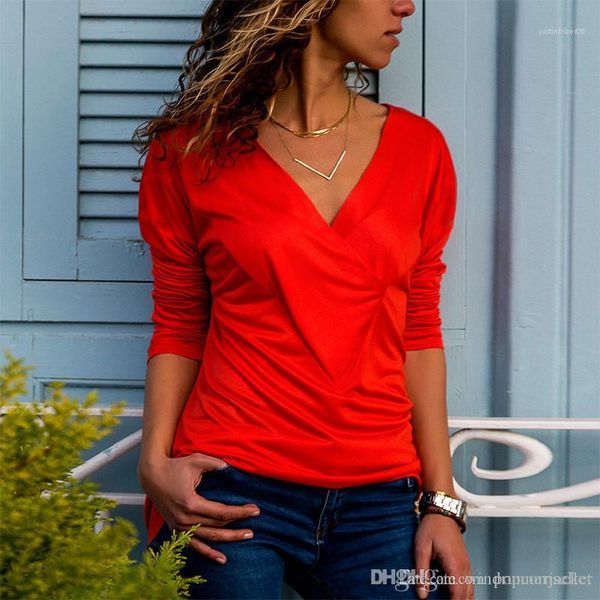 t shirts european and american solid color v neck long sleeved drape slim tees loose female clothing fashion designer women, White
t shirts european and american solid color v neck long sleeved drape slim tees loose female clothing fashion designer women, White