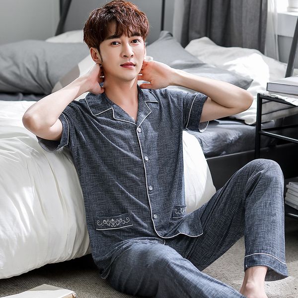 men's sleepwear summer knitted cotton men striped pajamas mens short sleeve turn-down collar loose leisure soft male homewear clothes, Black;brown
men's sleepwear summer knitted cotton men striped pajamas mens short sleeve turn-down collar loose leisure soft male homewear clothes, Black;brown