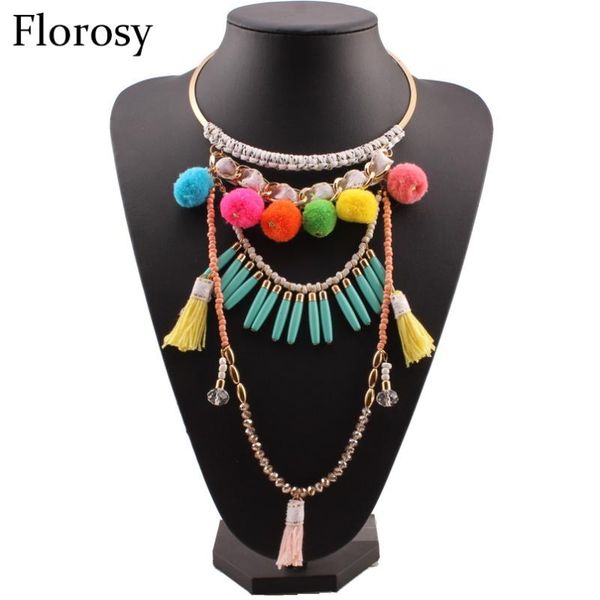 florosy bib long gold color chain pendant choker necklace for women colorful cotton ball tassel spike statement necklace, Golden;silver
florosy bib long gold color chain pendant choker necklace for women colorful cotton ball tassel spike statement necklace, Golden;silver