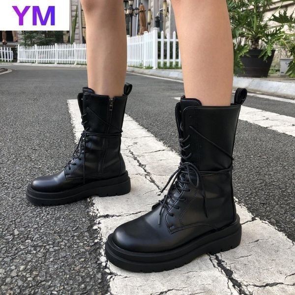 women's mid calf boots rock shoes woman booties low heels booties winter footwear luxury designer round toe zapatos de mujer, Black
women's mid calf boots rock shoes woman booties low heels booties winter footwear luxury designer round toe zapatos de mujer, Black