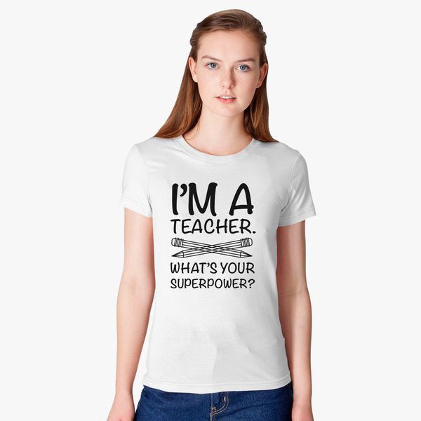 women's t-shirt funny women t shirt casual white short sleeve o neck tees clothing i' teacher what's your superpower lette
women's t-shirt funny women t shirt casual white short sleeve o neck tees clothing i' teacher what's your superpower lette
