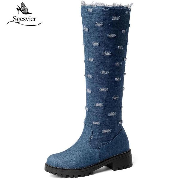 sgesvier plus size 34-52 fashion autumn winter boots round toe med heels zipper knee high boots denim elegant women ox745, Black
sgesvier plus size 34-52 fashion autumn winter boots round toe med heels zipper knee high boots denim elegant women ox745, Black