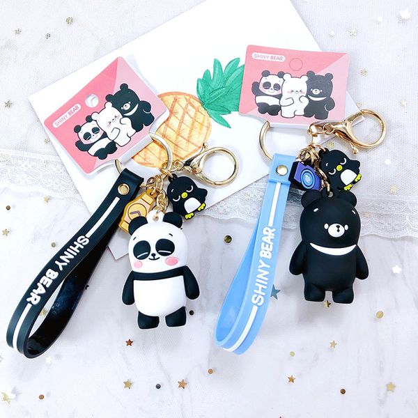 new cute cartoon panda black bears polar bear doll keychain pendant for women bag charms decorative jewelry car key ring, Silver
new cute cartoon panda black bears polar bear doll keychain pendant for women bag charms decorative jewelry car key ring, Silver