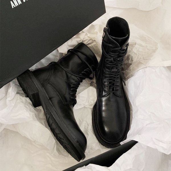 leather knight booties european mid-high warm botines winter motorcycle combat boots women creepers round toe lace-up bottes zip, Black
leather knight booties european mid-high warm botines winter motorcycle combat boots women creepers round toe lace-up bottes zip, Black