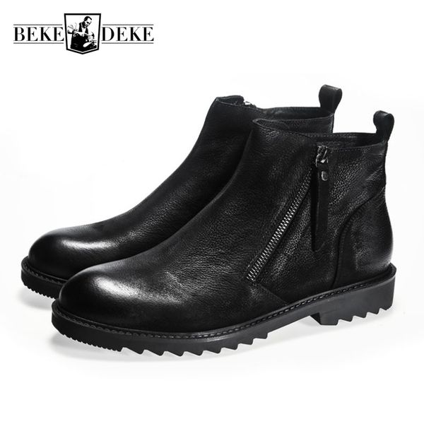winter new mens thick leather boots british style high shoes male shoes genuine leather cow round toe zipper ankle, Black
winter new mens thick leather boots british style high shoes male shoes genuine leather cow round toe zipper ankle, Black
