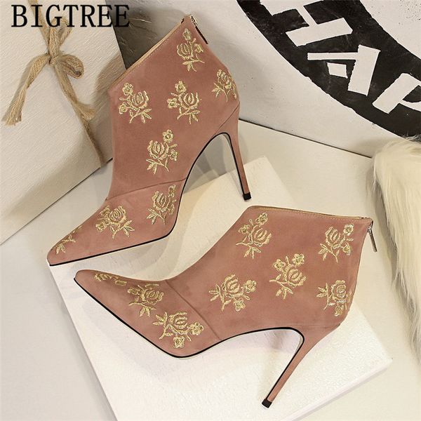 bigtree shoes embroidery pointed toe high heels booties new arrival 2020 pink boots nankle boots for women zapatos de mujer buty, Black
bigtree shoes embroidery pointed toe high heels booties new arrival 2020 pink boots nankle boots for women zapatos de mujer buty, Black